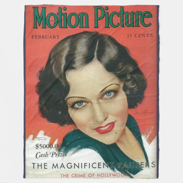 Motion Picture February 1931 Gloria Swanson cover Fleece Blanket (Front)