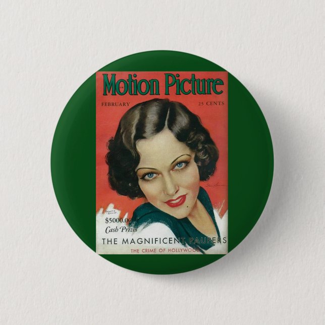 Motion Picture February 1931 Gloria Swanson cover Pinback Button (Front)