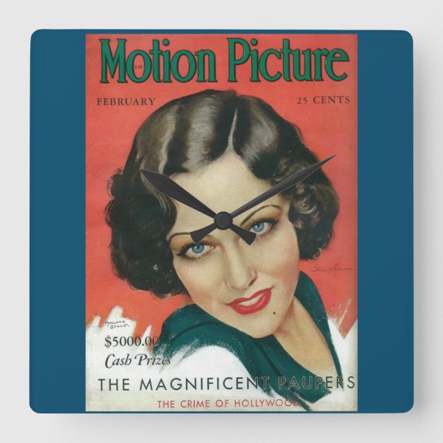 Motion Picture February 1931 Gloria Swanson cover Square Wall Clock (Front)