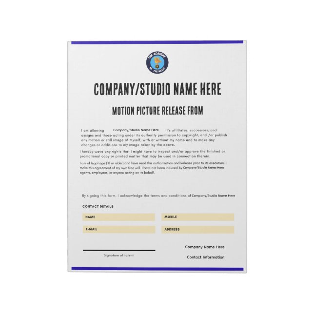 Motion Picture Release Notepad (Rotated)