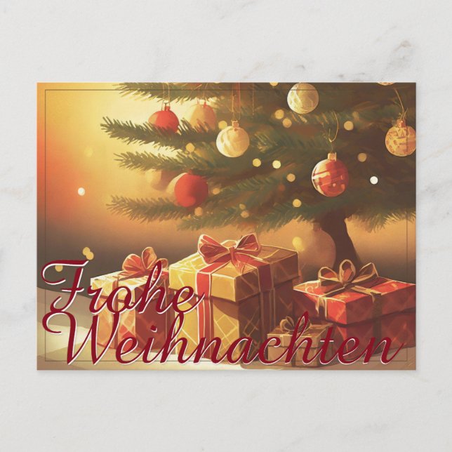 Motiv, mit Geschenken unterm Weihnachtsbaum 37016 Holiday Postcard (Front)