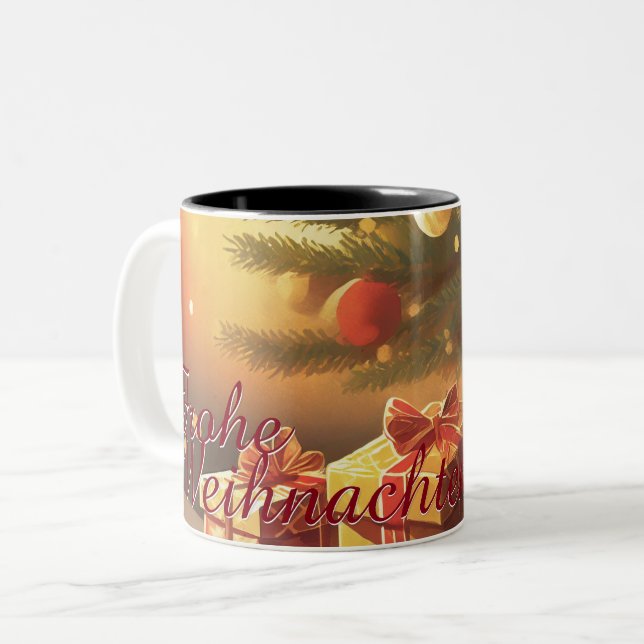 Motiv, mit Geschenken unterm Weihnachtsbaum 37016 Two-Tone Coffee Mug (Front Left)