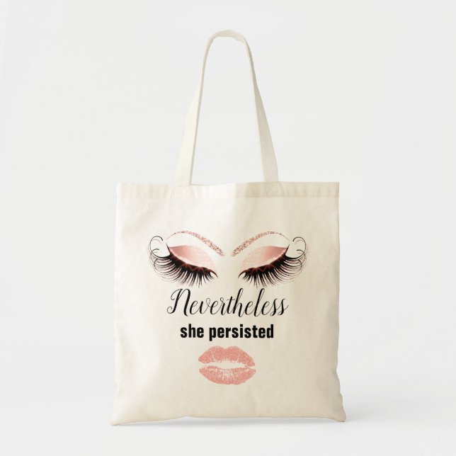 Motivate Lashes Makeup Kiss Lips Custom Rose Tote Bag (Front)