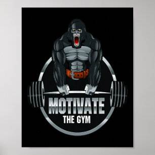 Motivate The Gym Gorilla Beast Workout Bodybuildin Poster