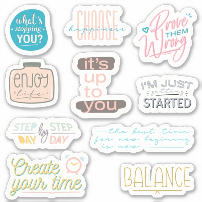 Motivate Yourself! 10 Motivational Sticker Pack (Front)