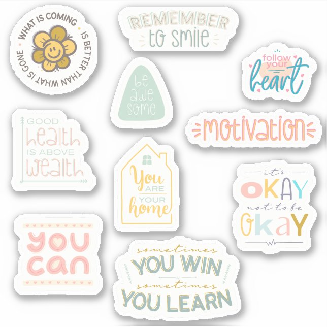 Motivate Yourself ! 10 Motivational Sticker Pack (Front)