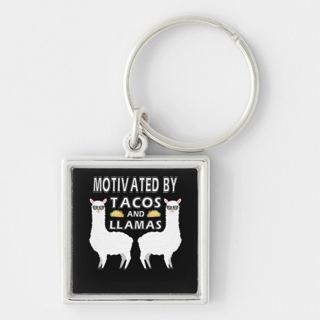 Motivated By Tacos And Lamas Alpaca Taco Keychain (Front)