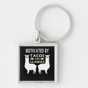 Motivated By Tacos And LLamas Alpaca Taco Keychain