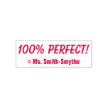 [ Thumbnail: Motivating "100% Perfect!" + Custom Tutor Name Self-Inking Stamp ]