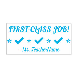 Motivating "FIRST-CLASS JOB!" Tutor Rubber Stamp