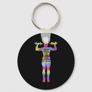 Motivating Fitness Woman Bodybuilding Gym Tie Dye Keychain