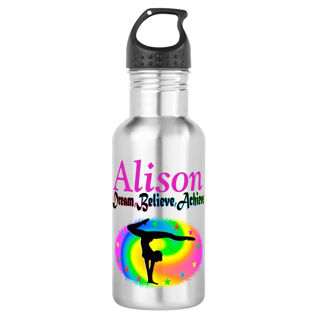 MOTIVATING PERSONALIZED GYMNASTICS WATER BOTTLE | Zazzle