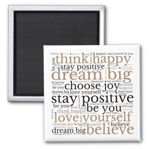 Motivating Phrases WordArt Pattern Black Gold Magnet