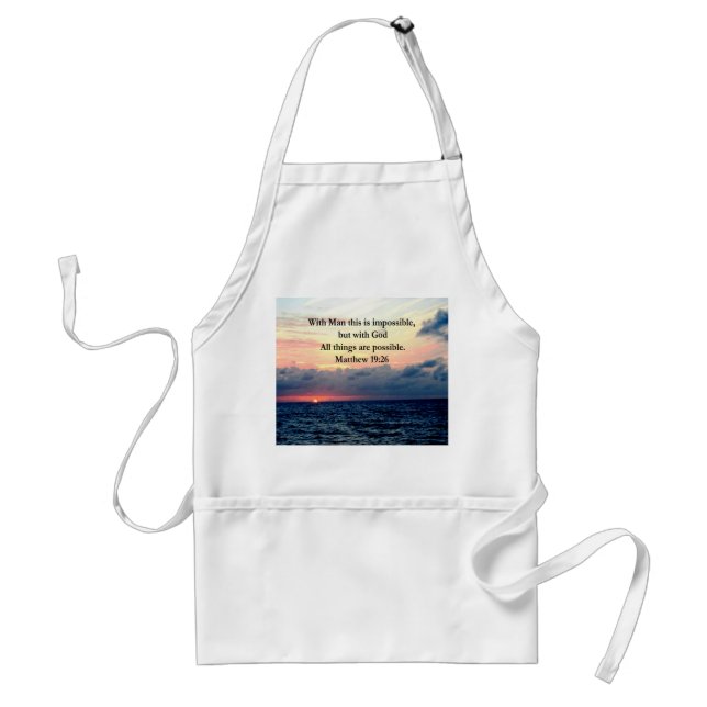 MOTIVATING SUNRISE MATTHEW 19:26 PHOTO DESIGN ADULT APRON (Front)