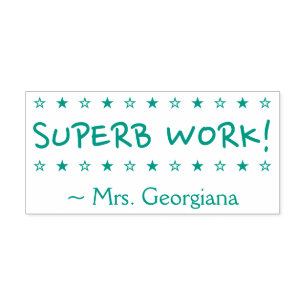 Motivating "SUPERB WORK!" Educator Rubber Stamp