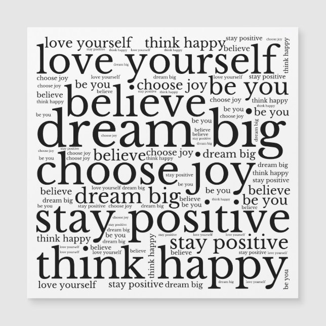 Motivating WordArt Pattern Black Text White (Front)