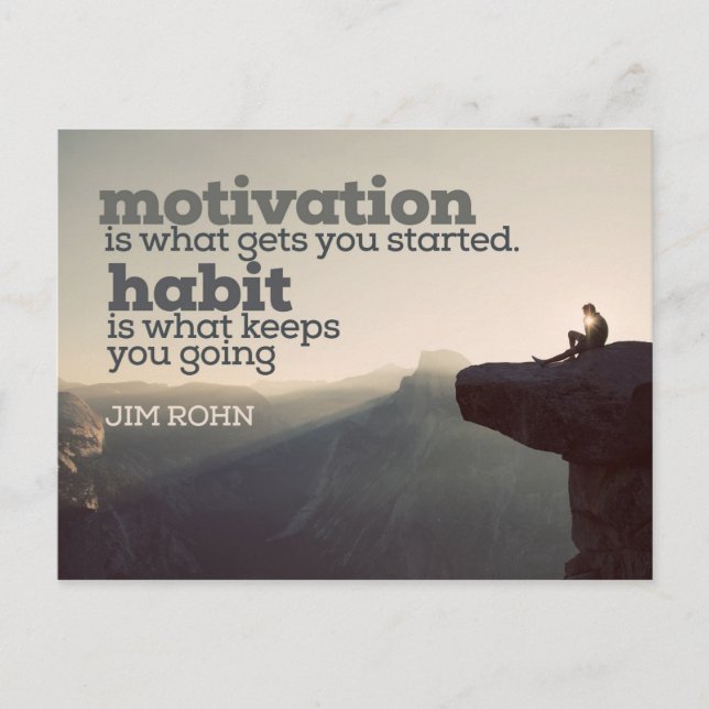 Motivation And Habit by Jim Rohn Postcard (Front)
