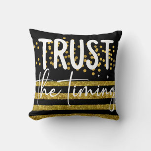 Motivation Quotes on Black and Gold themed Throw Pillow