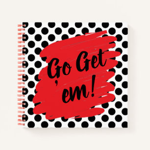 Motivation Red Daub and Black Dots Modern Notebook