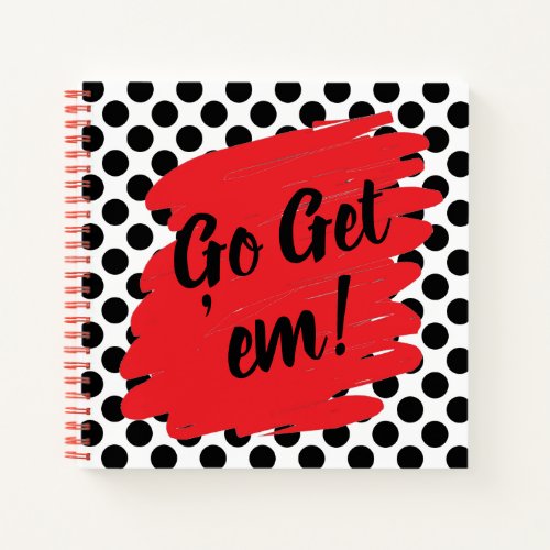 Motivation Red Daub and Black Dots Modern Notebook