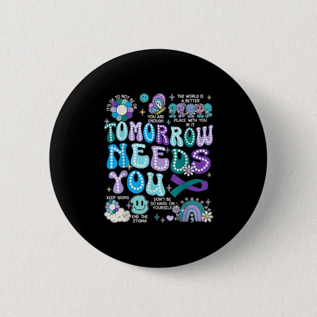 Motivation Ribbon Suicide Prevention Awarenes Wome Button (Front)