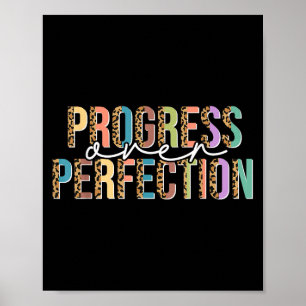 Motivation Women Teacher Shirt Progress Over Perfe Poster
