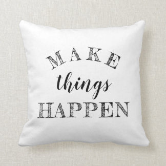 Motivational 3 Word Quote Black White Reversible Throw Pillow