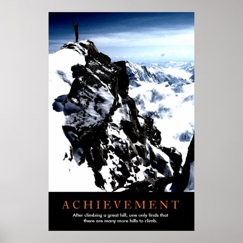 Motivational Achievement Mountaineer at Top Poster