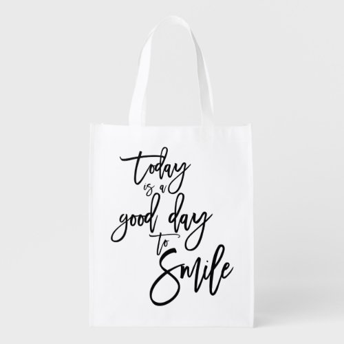 Motivational and Gratitude Quotes Black Script Grocery Bag