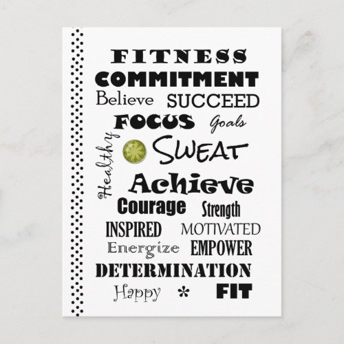 Motivational and Inspirational Fitness Typography Postcard