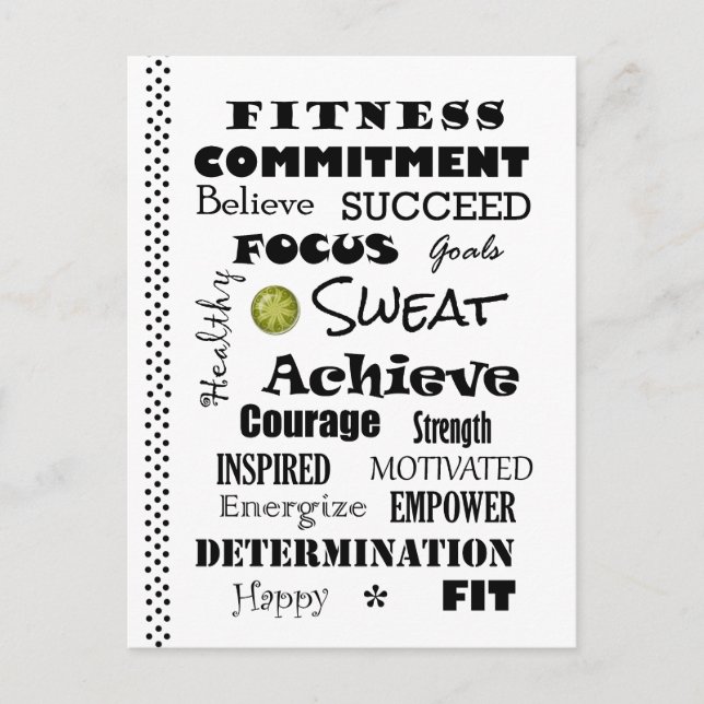 Motivational and Inspirational Fitness Typography Postcard (Front)