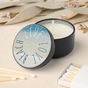 Motivational Aqua Turquoise Blue Surf Waves Photo Mini Candle Favors