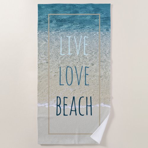 Motivational Aqua Turquoise Teal Blue Surf Waves Beach Towel