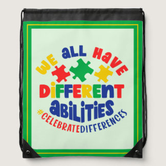 Motivational Autism Quote - Different Abilities Drawstring Bag