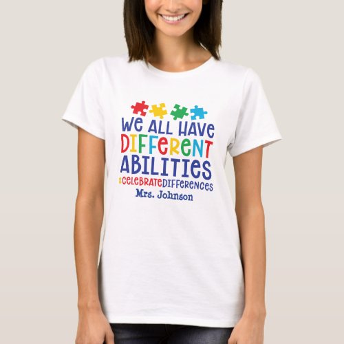 Motivational Autism Teacher Personalized T_Shirt