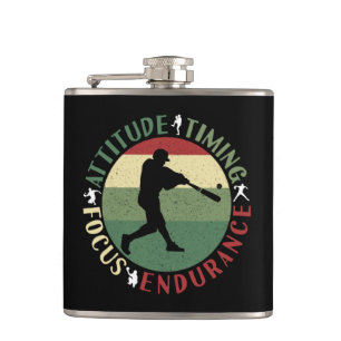 Motivational Baseball Team Values Flask