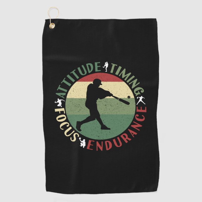 Motivational Baseball Team Values Golf Towel (Front)