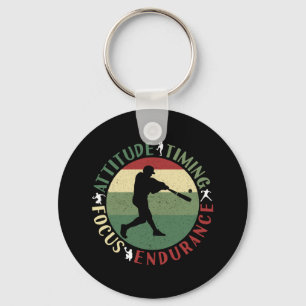 Motivational Baseball Team Values Keychain