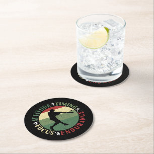 Motivational Baseball Team Values Round Paper Coaster
