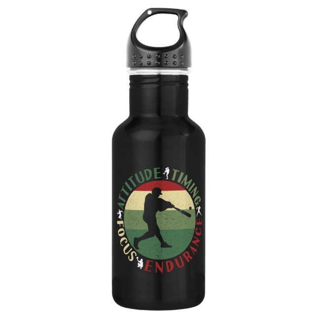 Motivational Baseball Team Values Stainless Steel Water Bottle (Front)