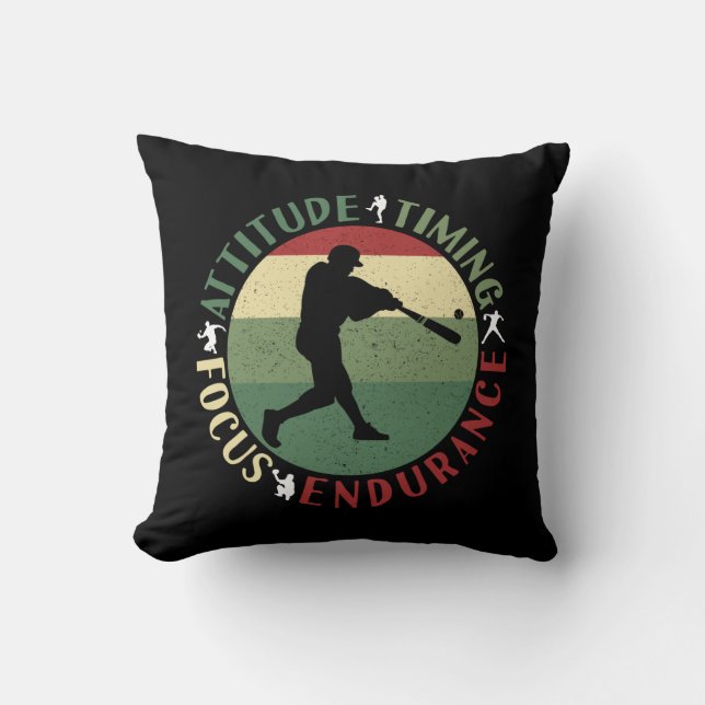 Motivational Baseball Team Values Throw Pillow (Front)