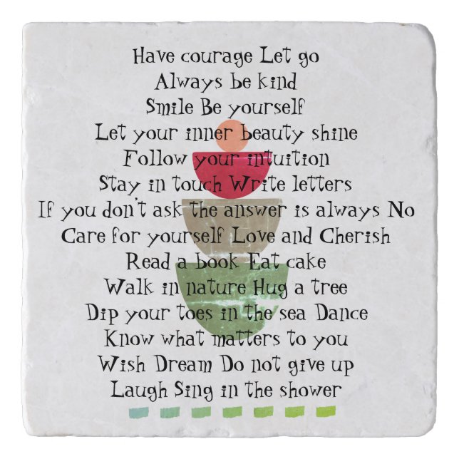 Motivational Be Kind Positive Quote Abstract Stone Trivet (Front)