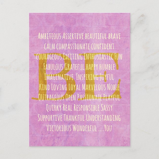 Motivational Be You Quote Postcard (Front)