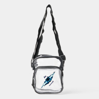 Motivational "Be Yourself" Blue Lightning Bolt Fis Clear Crossbody Bag