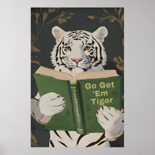 Motivational Bengal Tiger Reading Print Humorous
