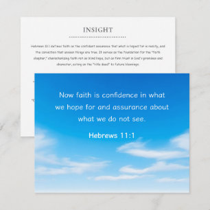 Motivational Bible Verse Hebrews 11:1 Church Note Card