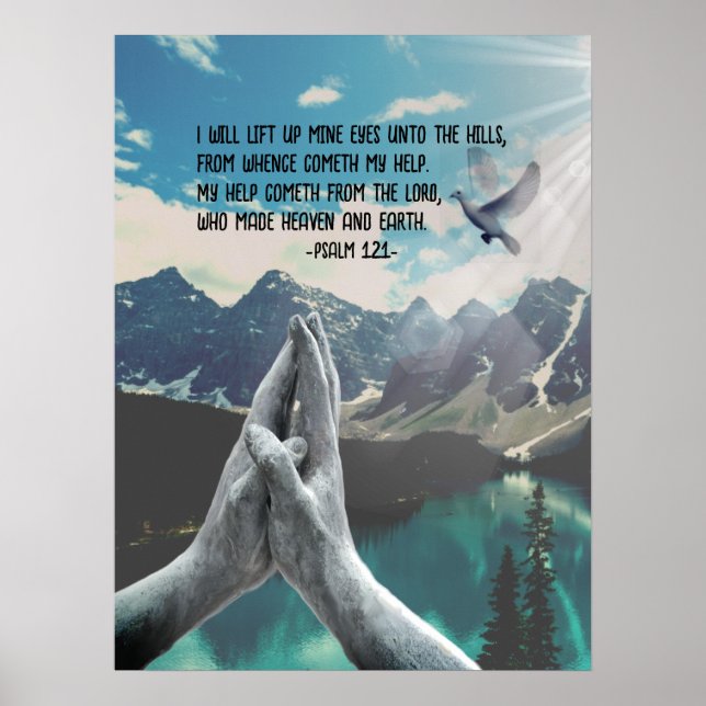 Motivational Bible Verse Psalm 121 Poster (Front)