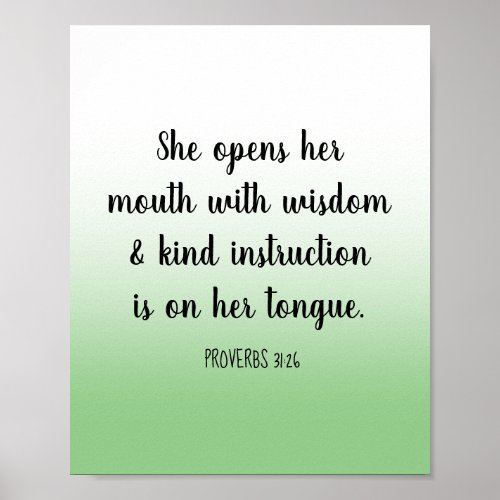 Motivational Bible Verse Sage Green Ombre Poster
