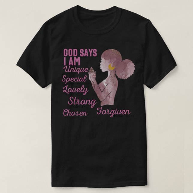 Motivational Bible Verses for African American Wom T-Shirt (Design Front)