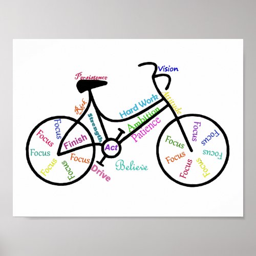 Motivational Bike Bicycle Cycling Sport Hobby Poster